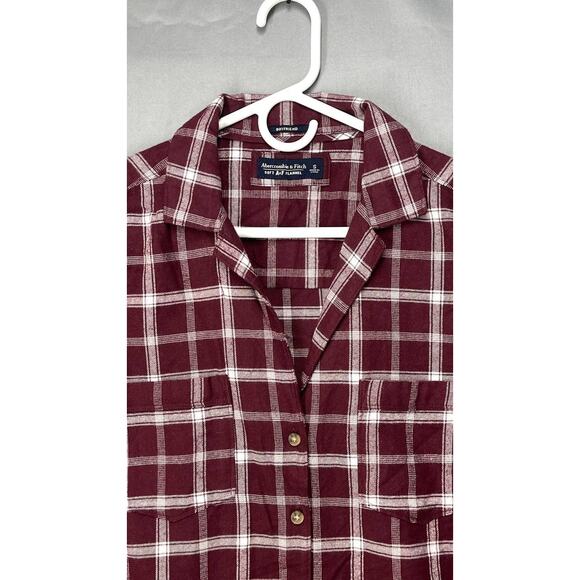 Abercrombie & Fitch Button Up Shirt Womens Red Plaid Long Sleeve Flannel Med - Picture 5 of 10